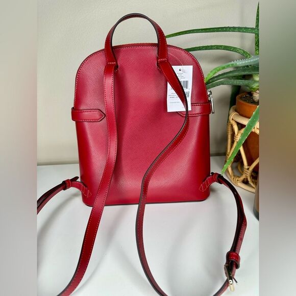 Kate Spade Staci Dome Backpack Red Currant Saffiano Leather Designer Bag NWT - Picture 4 of 11